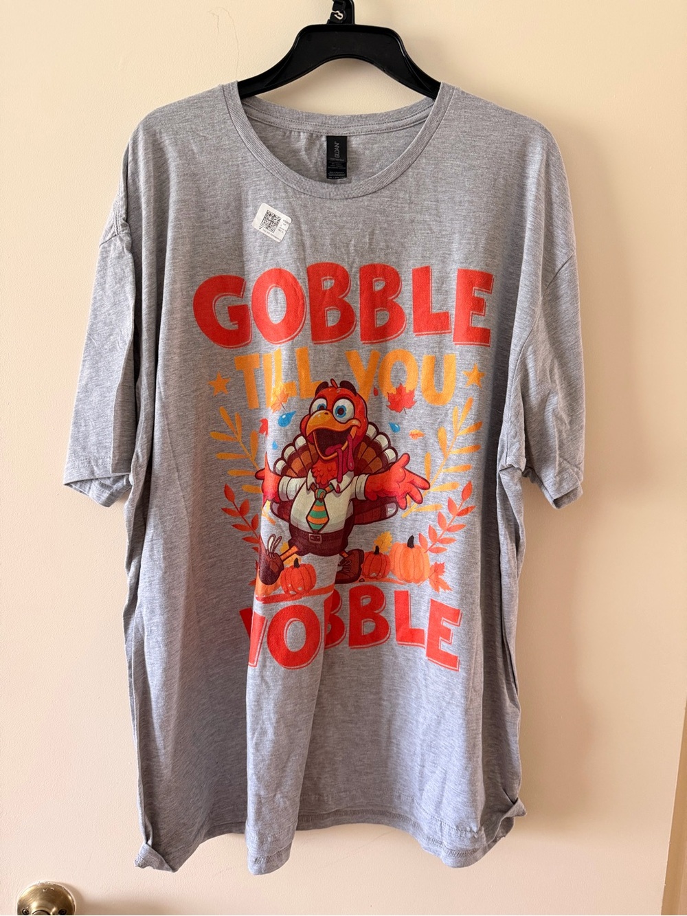 Gildan Grey Short Sleeve 'Gobble Till You Wobble' Turkey Tee